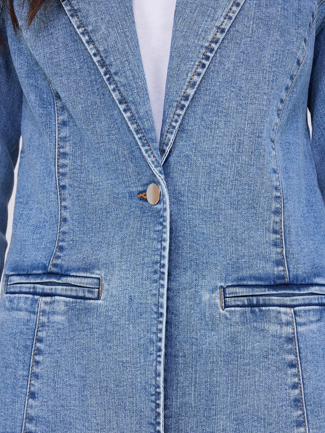 1-Button Denim Blazer