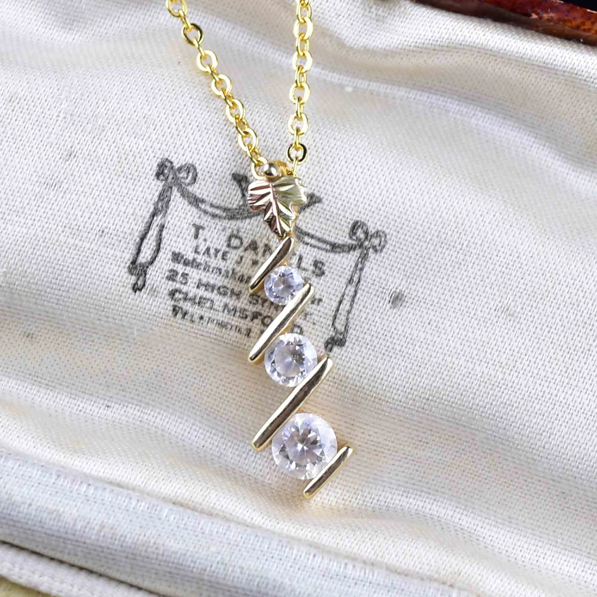 10K Gold Leaf Quartz Journey Pendant Necklace