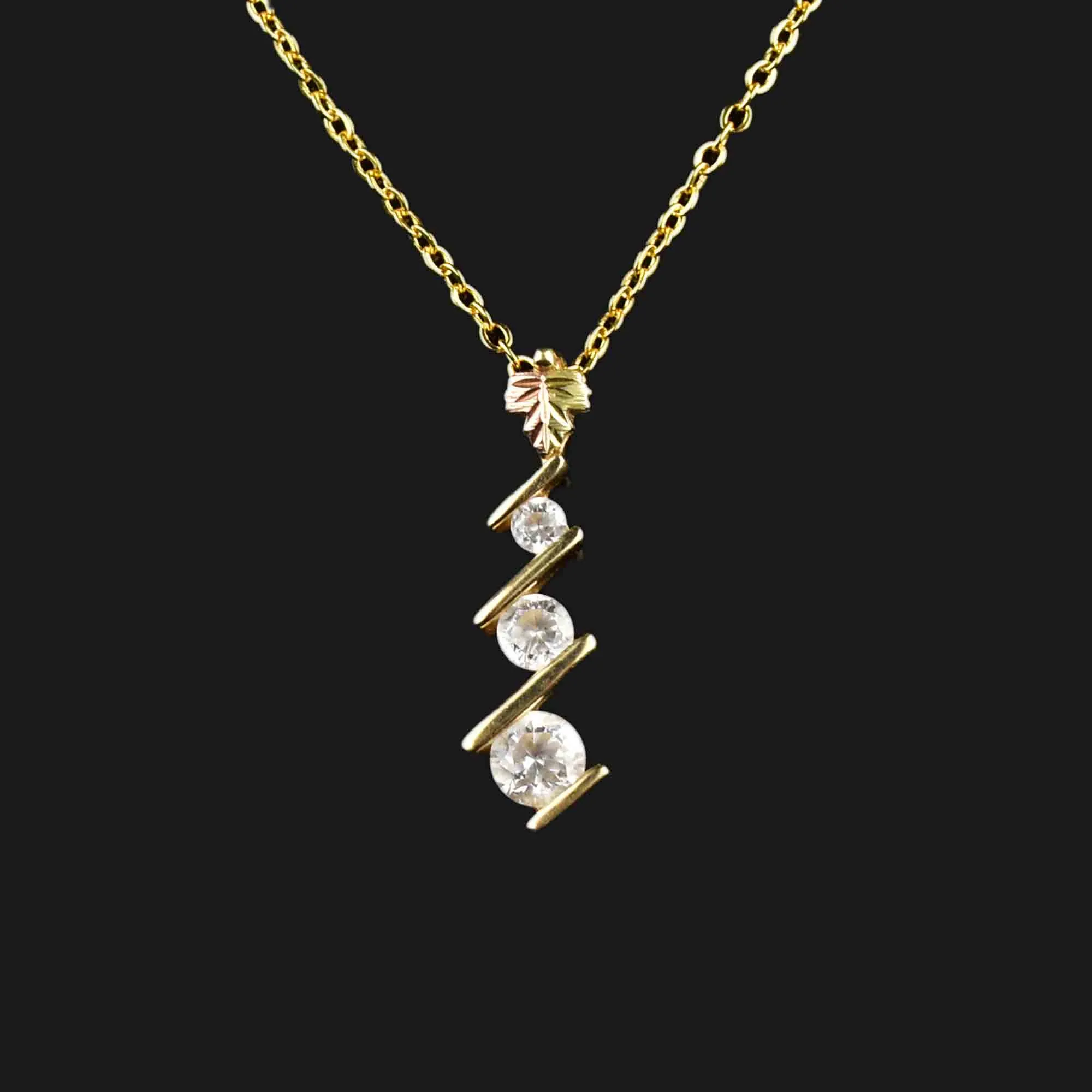 10K Gold Leaf Quartz Journey Pendant Necklace