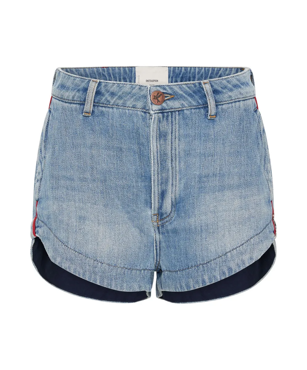 ASH BLUE TAILORED OUTLAWS MID LENGTH DENIM SHORT