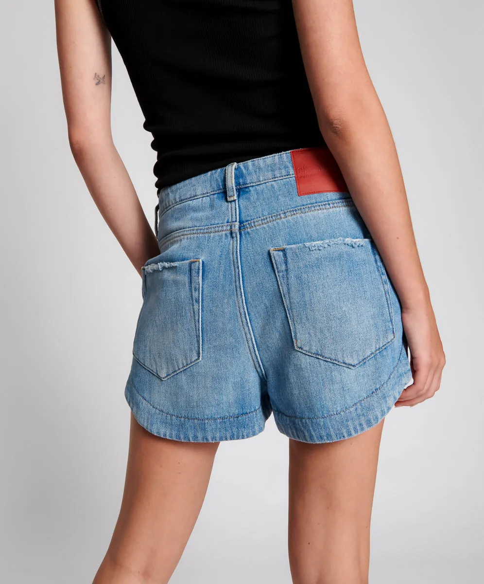 ASH BLUE TAILORED OUTLAWS MID LENGTH DENIM SHORT