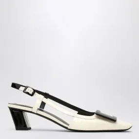 BELLE VIVIER WHITE/BLACK PATENT LEATHER SLINGBACK