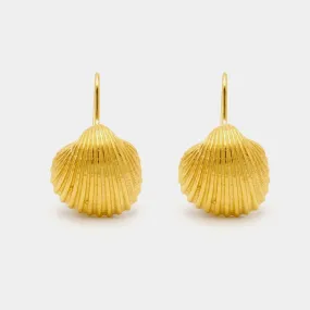 Big oyster - dangly earrings - silver 925 - gold plated