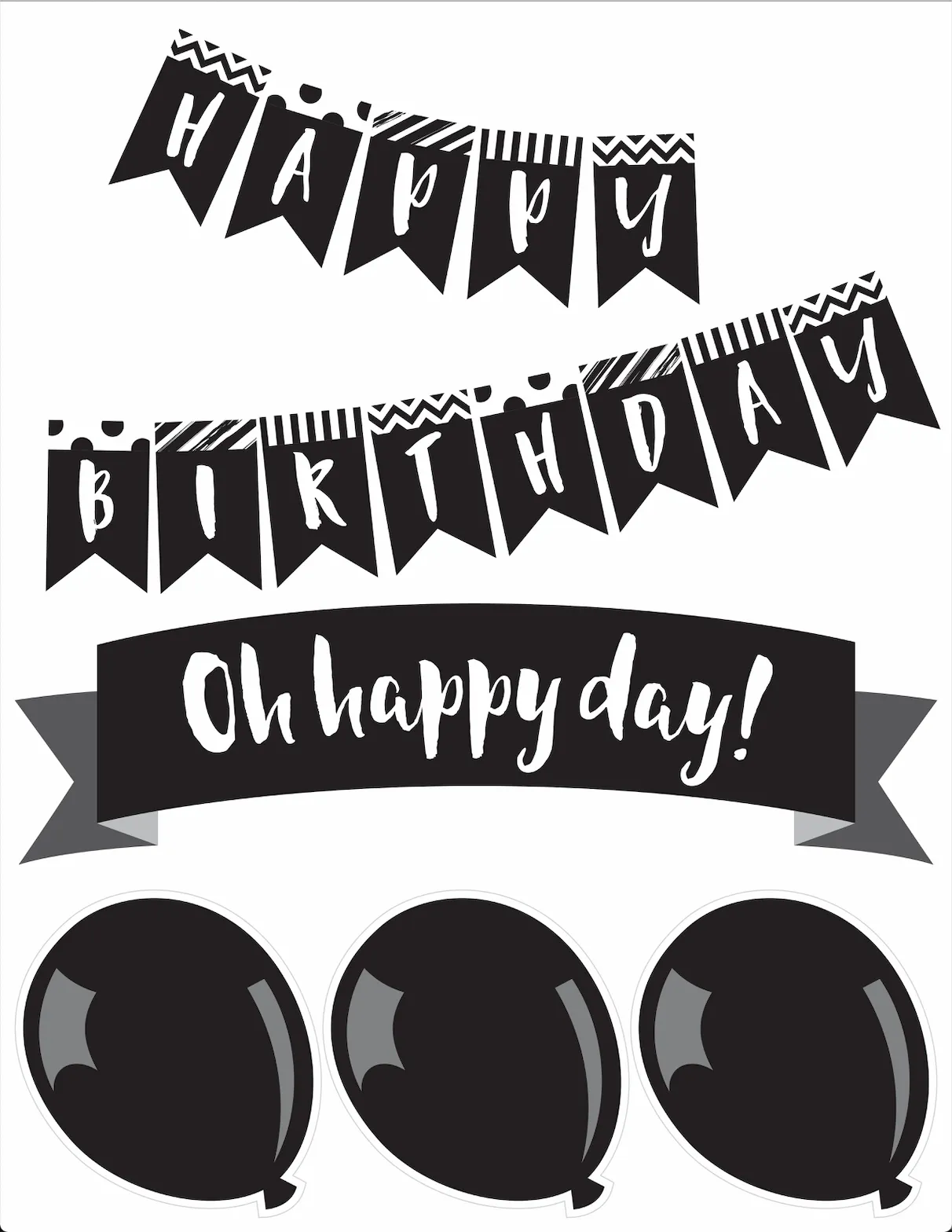 Birthday Bulletin Board Set | Just Teach Black and White | UPRINT | Schoolgirl Style