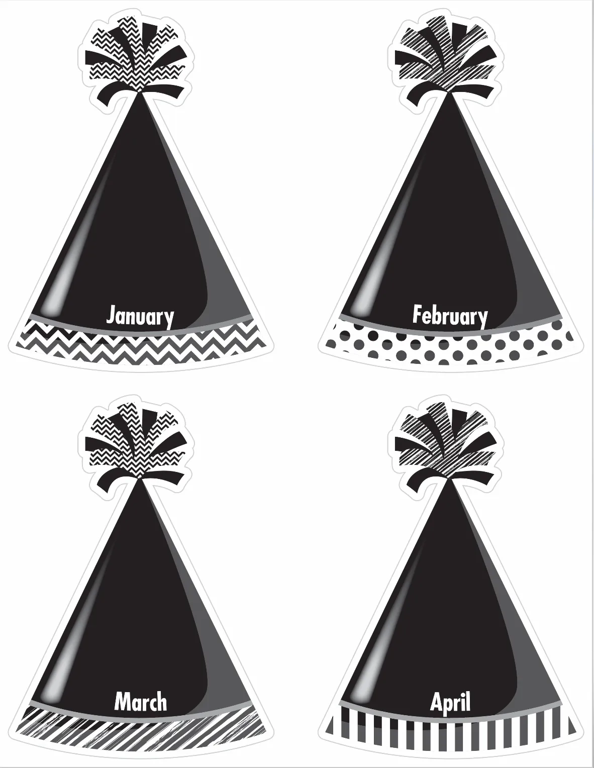 Birthday Bulletin Board Set | Just Teach Black and White | UPRINT | Schoolgirl Style