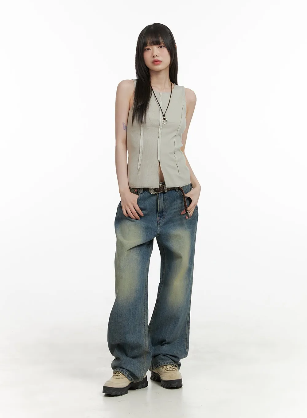 Breezy Wide-Fit Baggy Jeans CY414