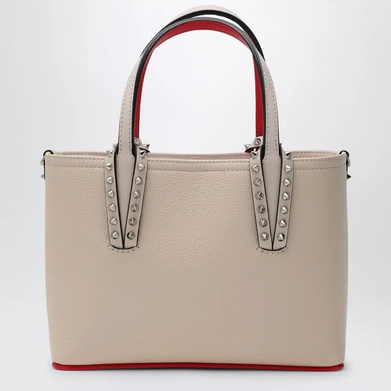 CABATA IVORY LEATHER MINI TOTE BAG WITH SPIKES