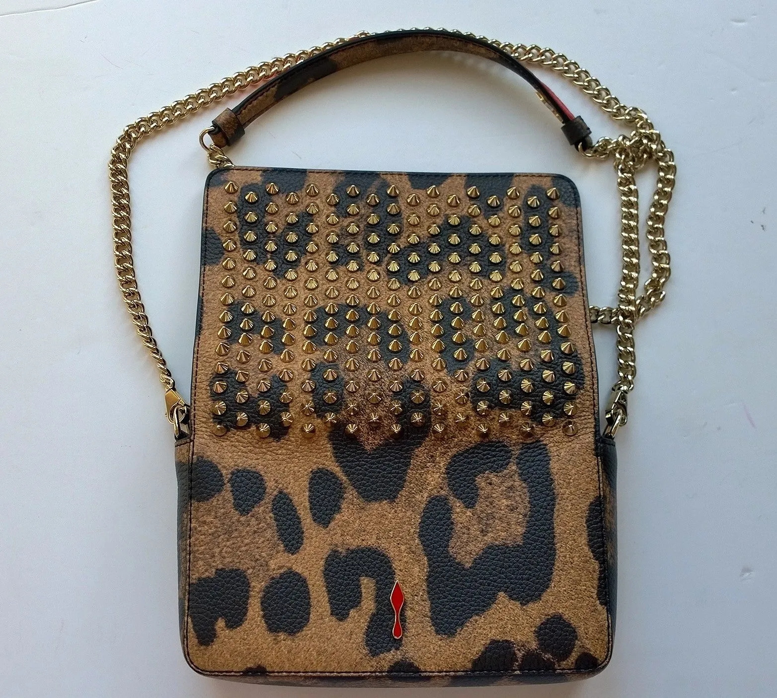 Christian Louboutin Zoompouch Leopard Studs Chain Bag Zoomi