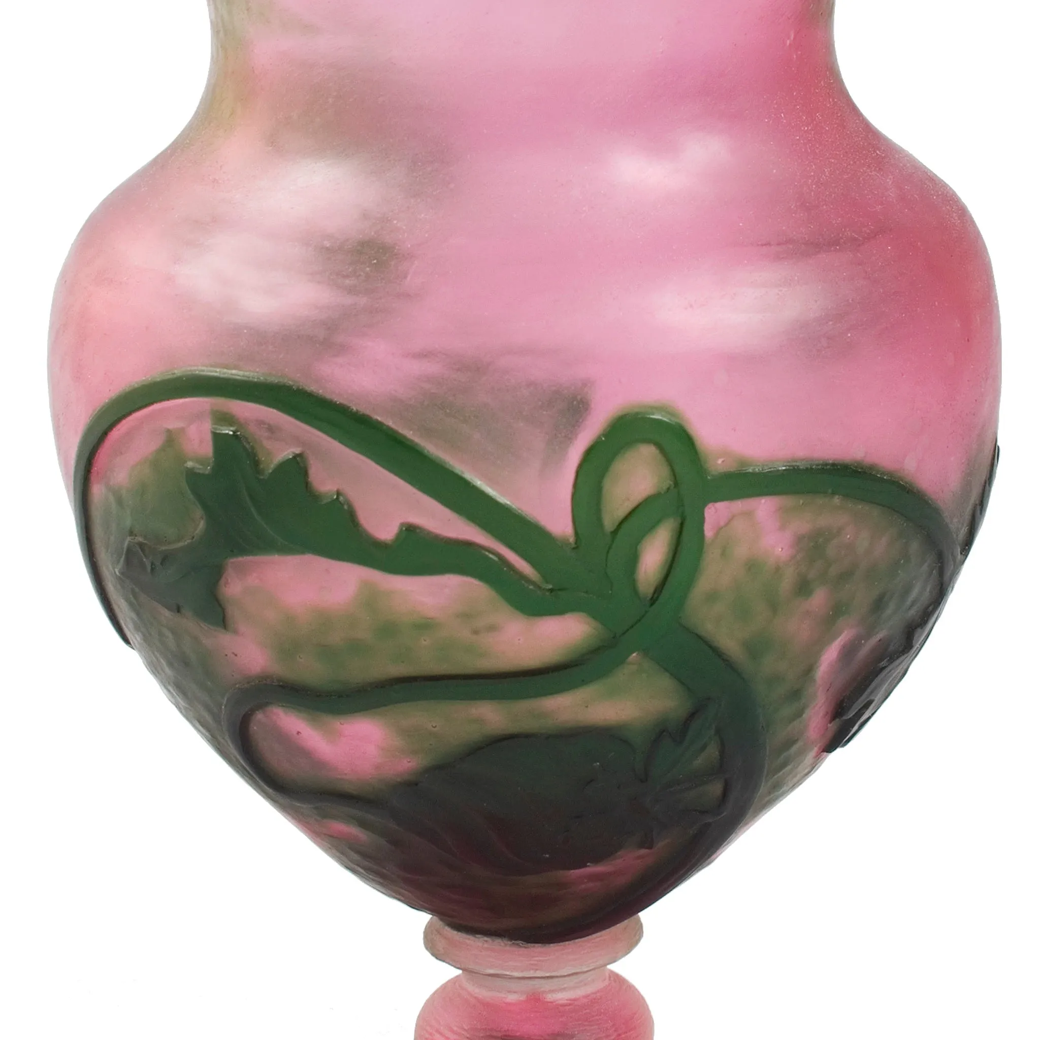 Daum Nancy Wheel-Carved Floral Cameo Glass Vase