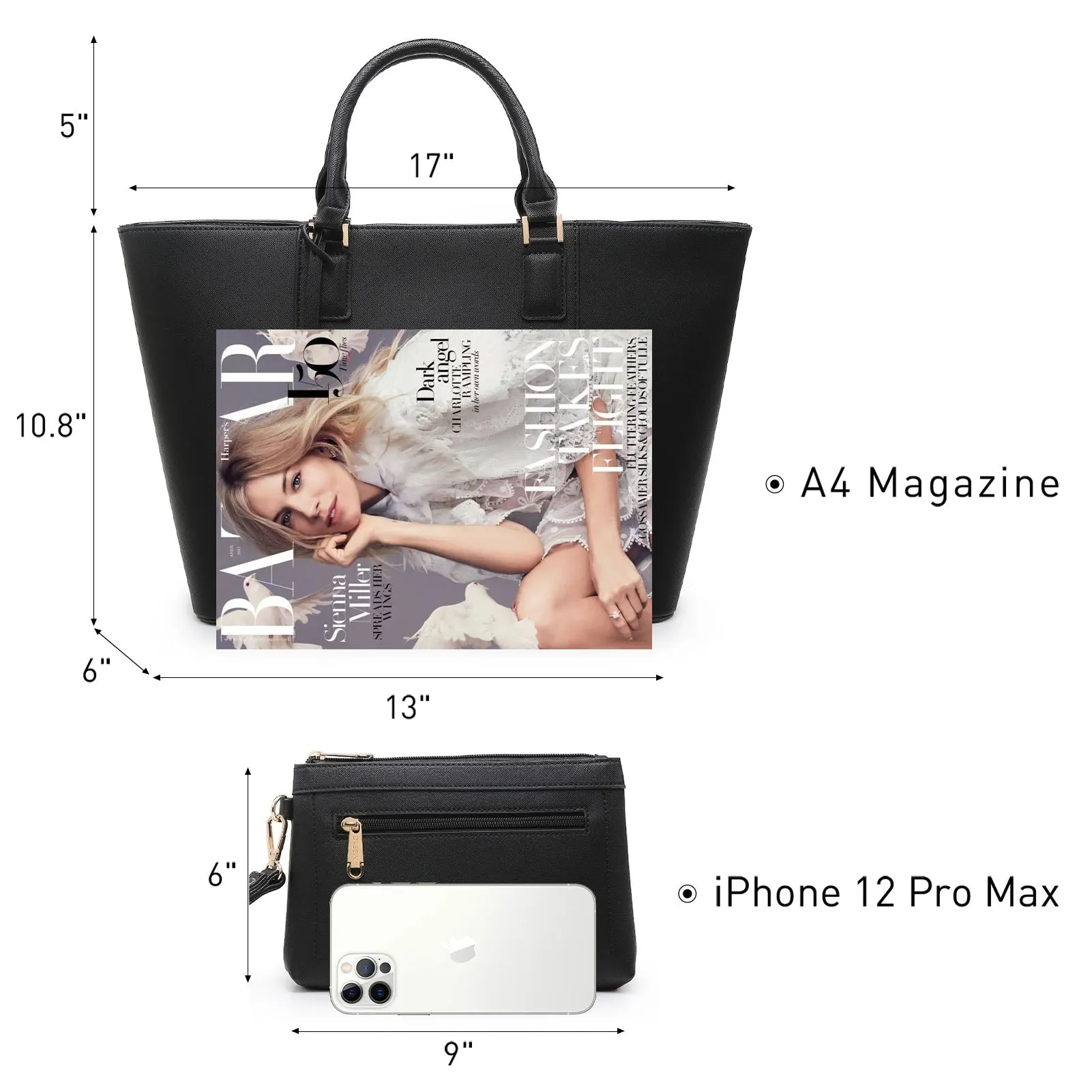 Fashion Stitching Color Large Tote Bag with Matching Wallet Dasein