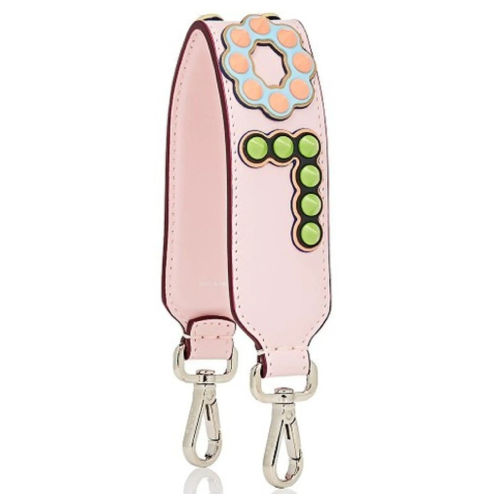 Fendi Mini Strap You Pink Peonia Multicolor "LOVE" Studded Leather