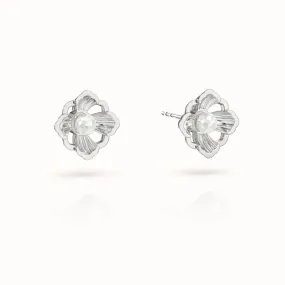 Forbidden Spring Small Stud Earrings - Sterling Silver - Moonstone