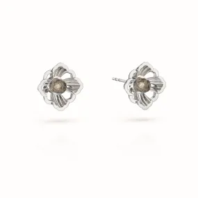 Forbidden Spring Small Stud Earrings - Sterling Silver - Smoky Quartz