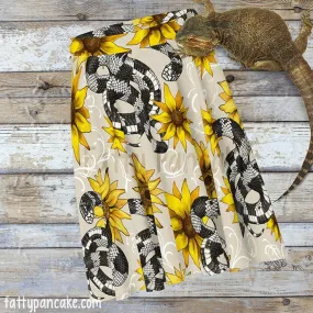 Kingsnake with Sunflowers Skater Skirt, Cute Snake Bottoms