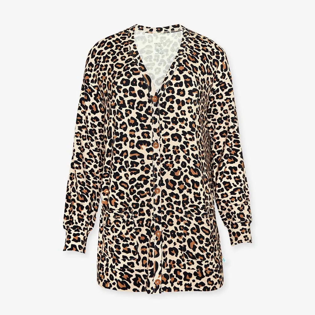 Lana Leopard Tan Women's French Terry Cardigan