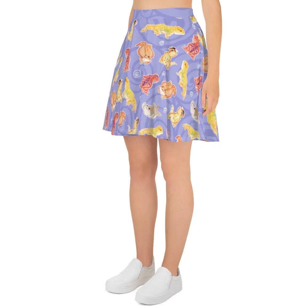 Many Beardies Bearded Dragon Skater Skirt, Cute Reptile Lizard Bottom