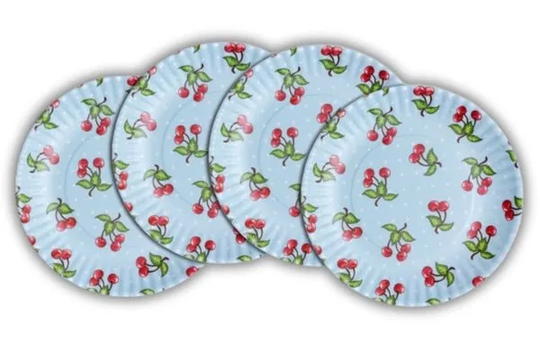 Melamine Cherry Plates/ Set 4