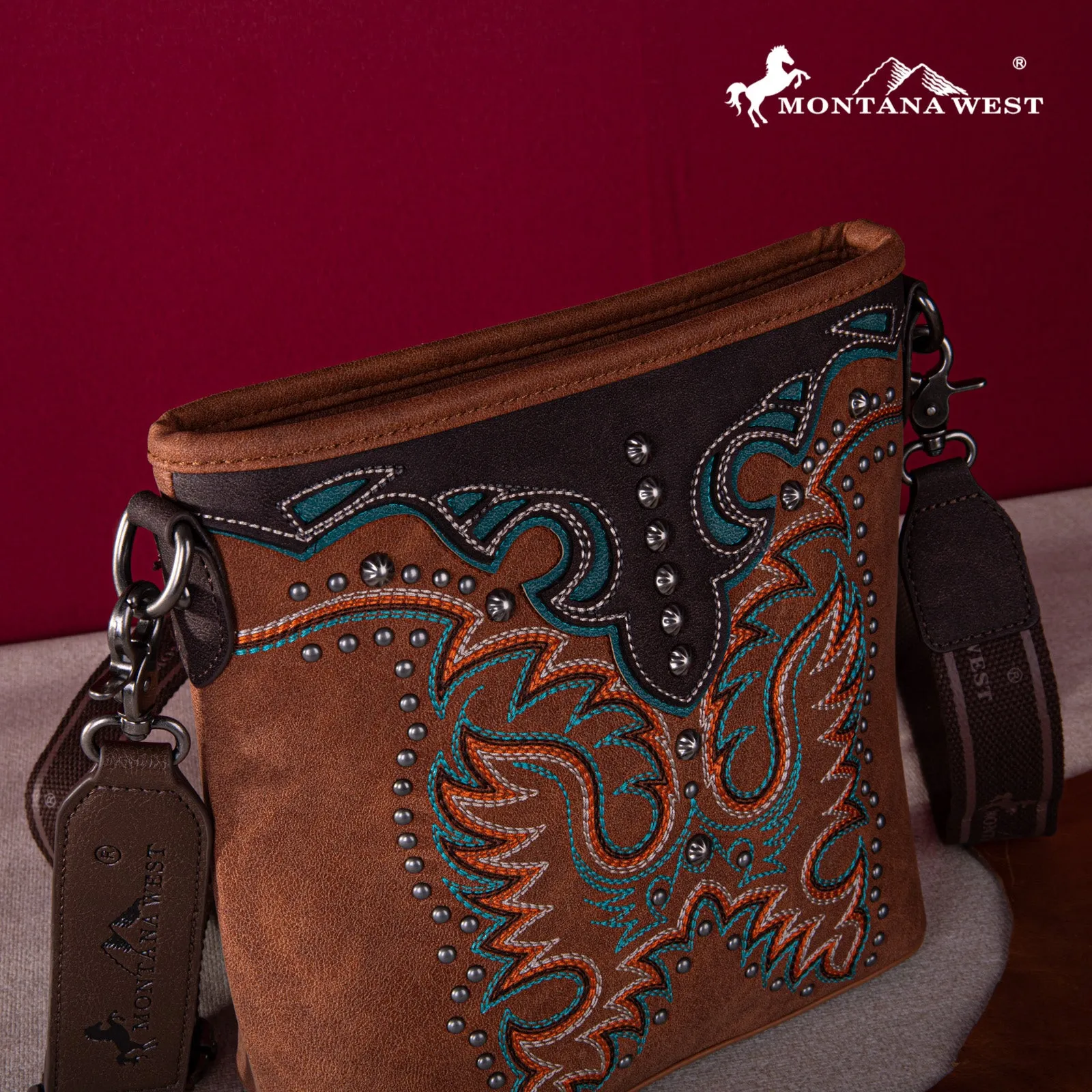 MW1253G-9360  Montana West Embroidered Collection Concealed Carry Crossbody