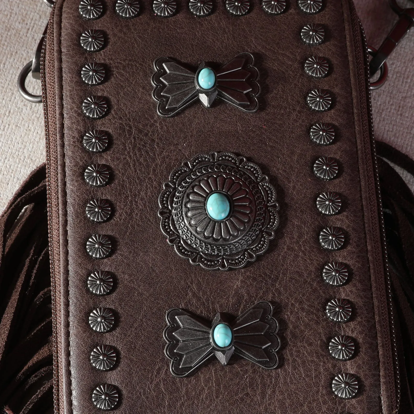 MW1270-183A Montana West  Fringe Mariposa Concho Collection Phone Wallet/Crossbody