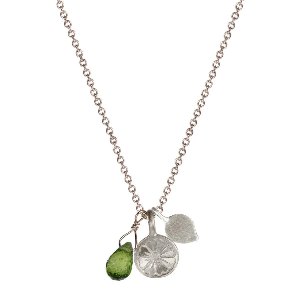 Sterling Silver Flower Trinket with Vesuvianite Bead