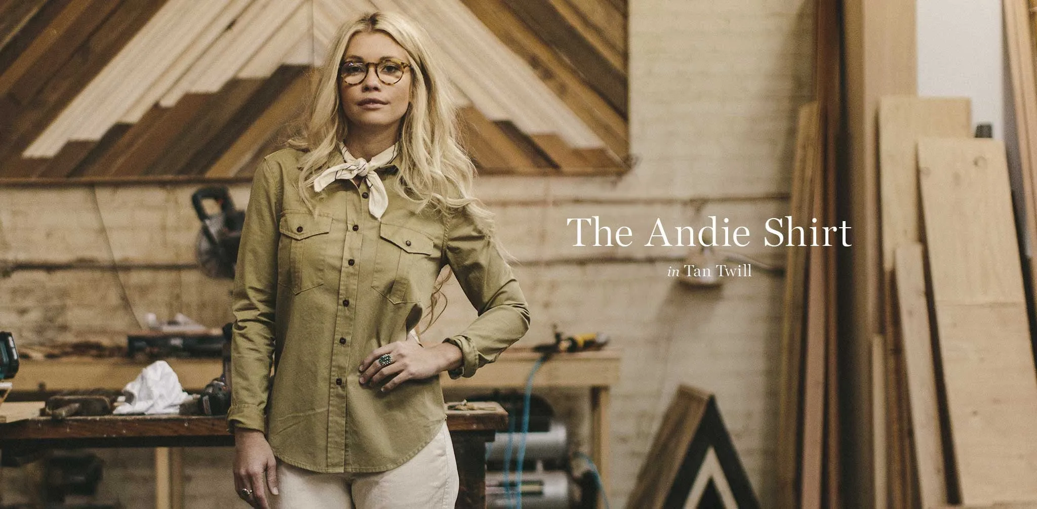 The Andie Shirt in Tan Twill