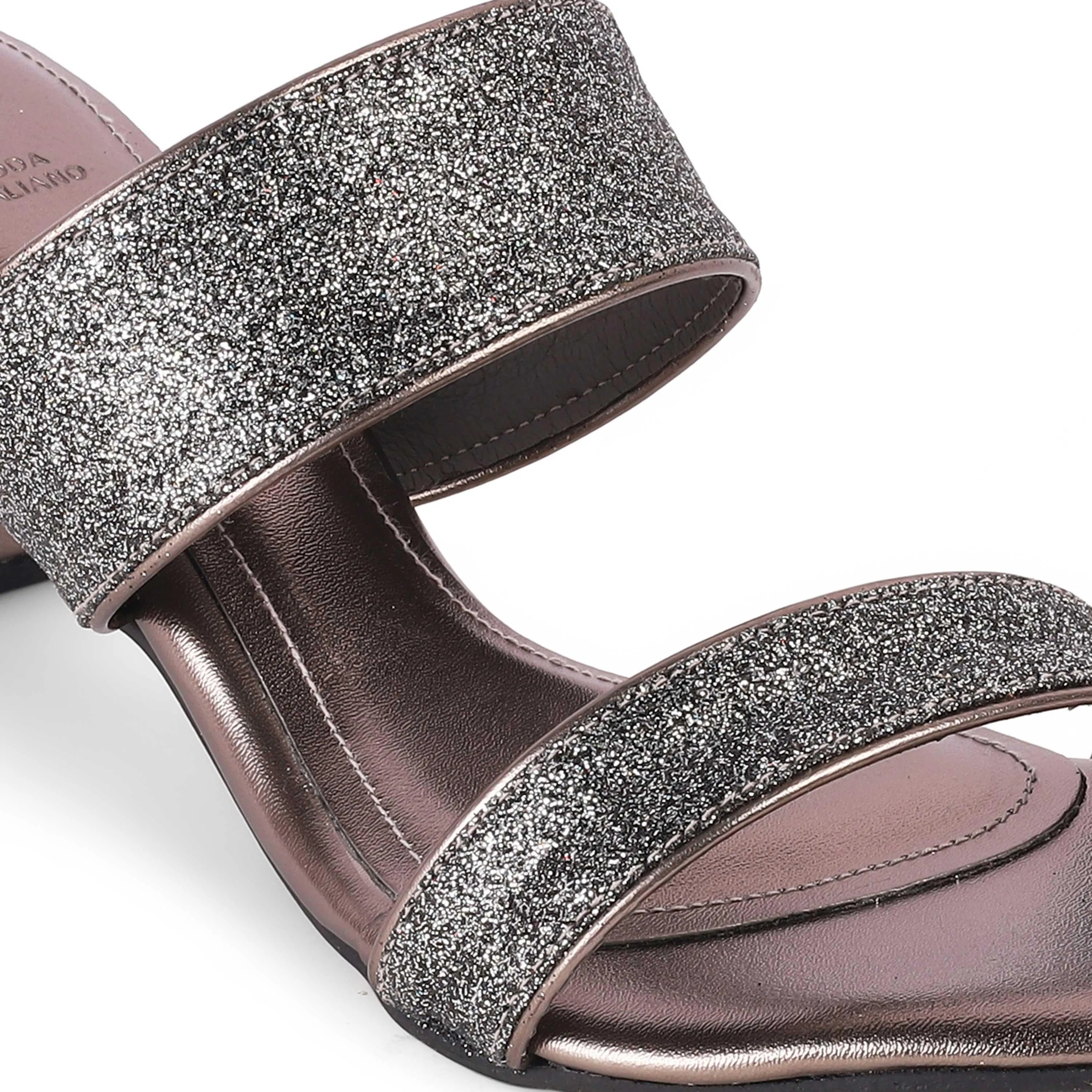 Tresmode Sheen Pewter Women's Dress Block Heel Sandals