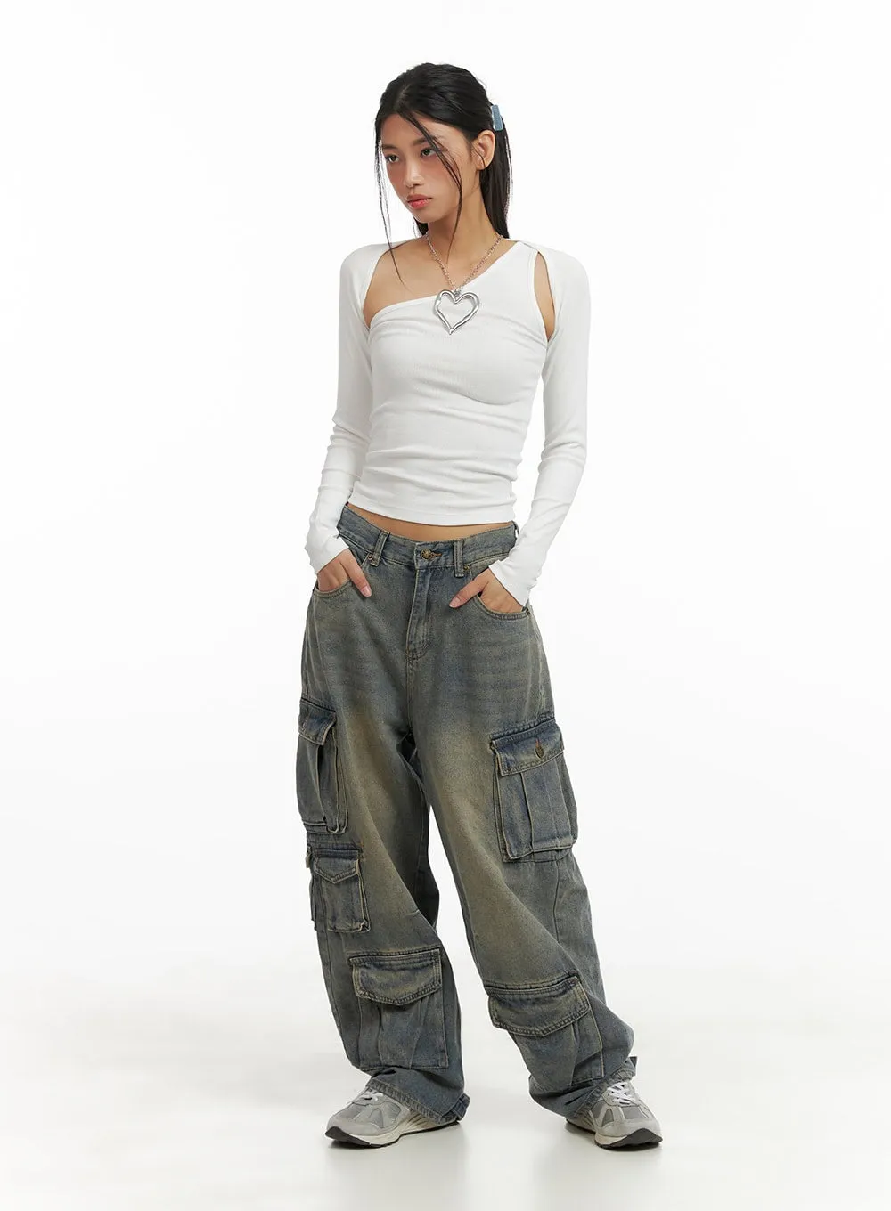 Urban Washed Baggy Cargo Pants CA424