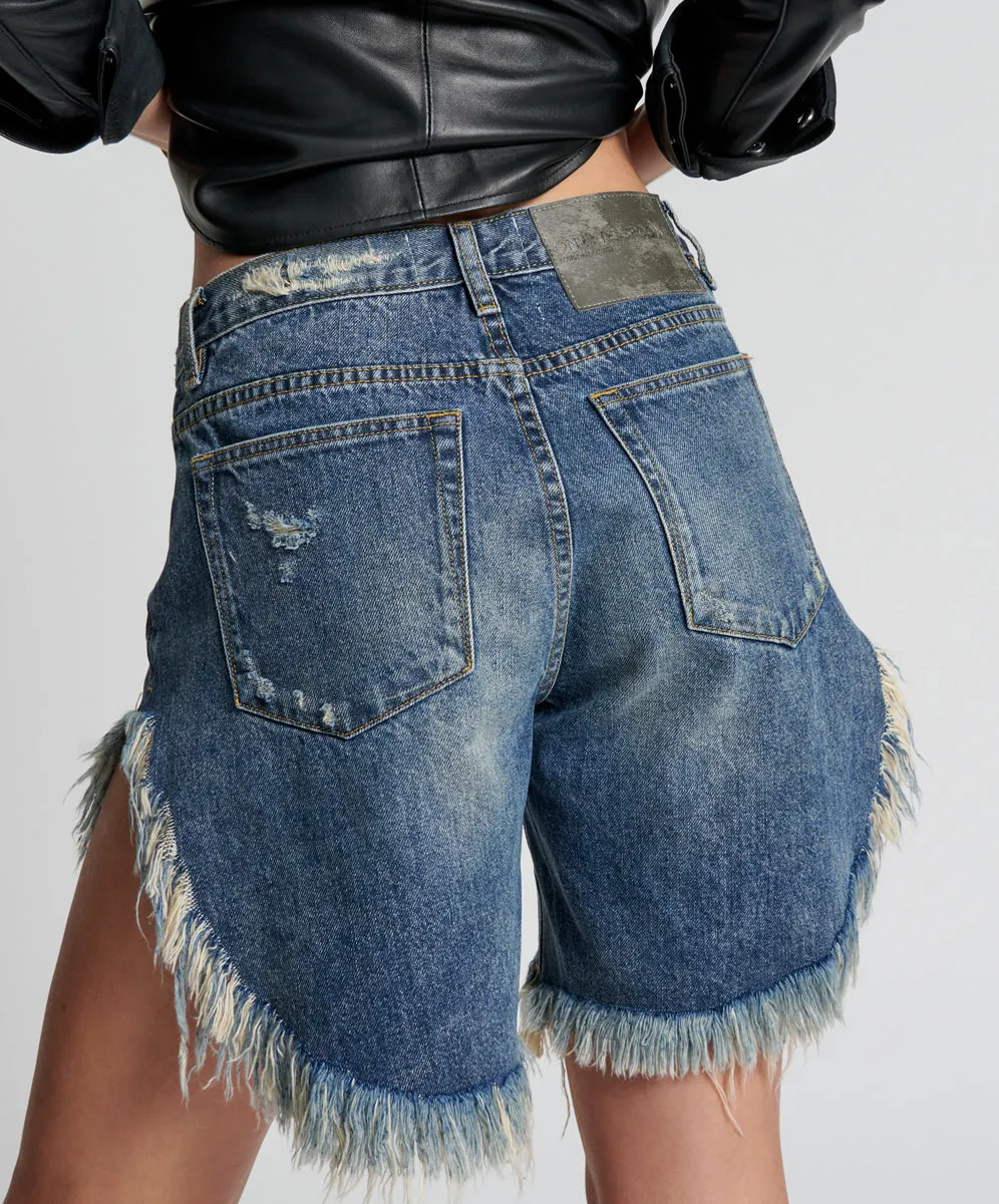 USED BLUE FRANKIES LONG LENGTH DENIM SHORTS