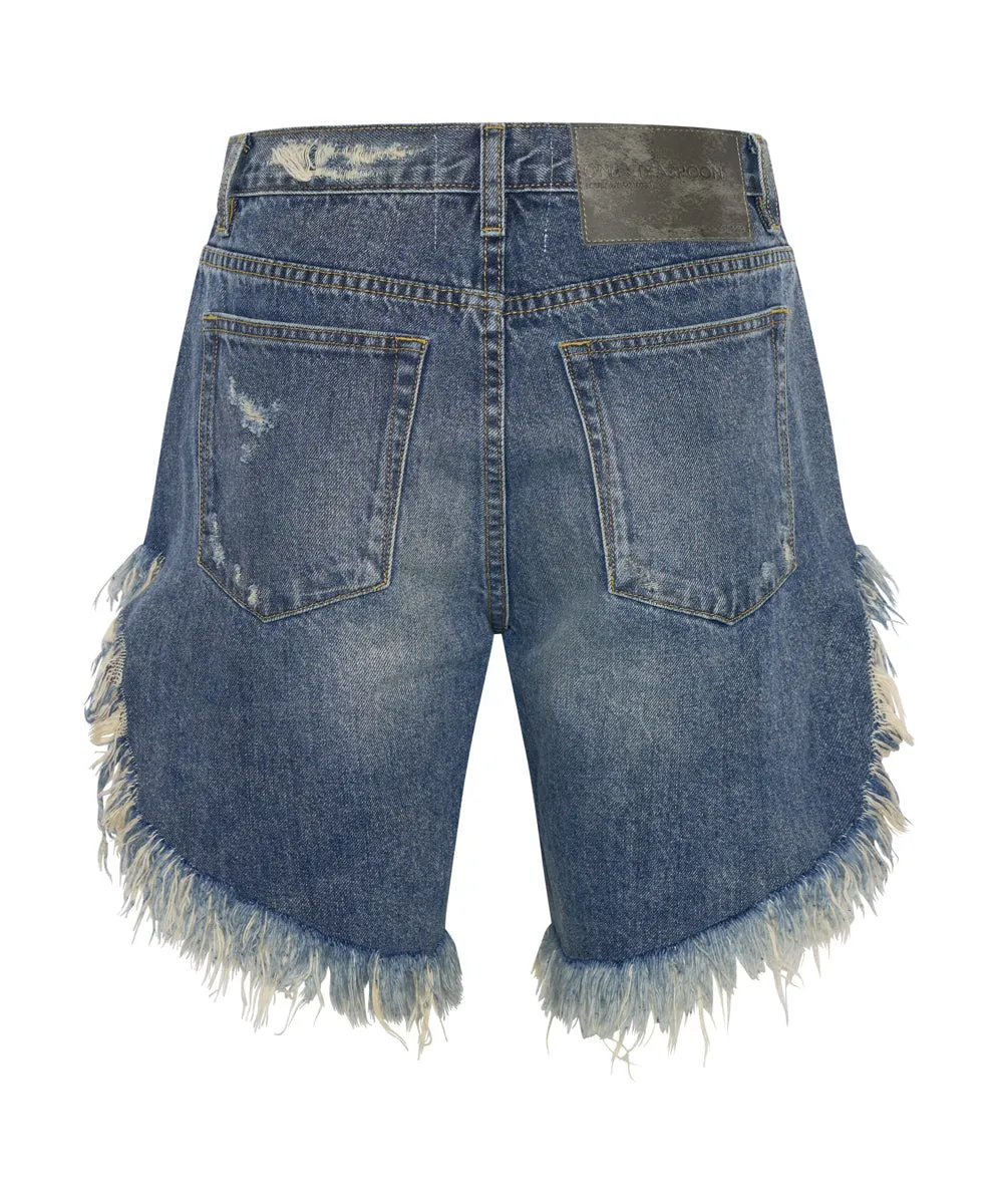 USED BLUE FRANKIES LONG LENGTH DENIM SHORTS