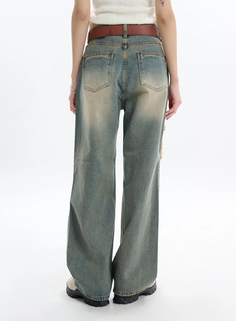 Vintage Ripped Baggy Jeans IF413