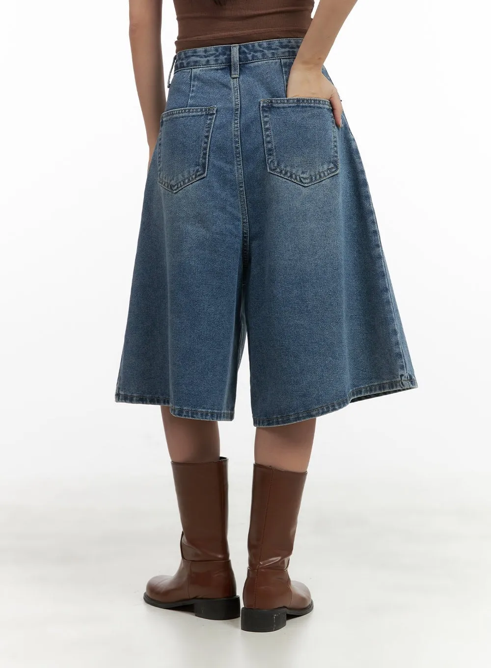 Washed Denim Midi Baggy Jorts CY420