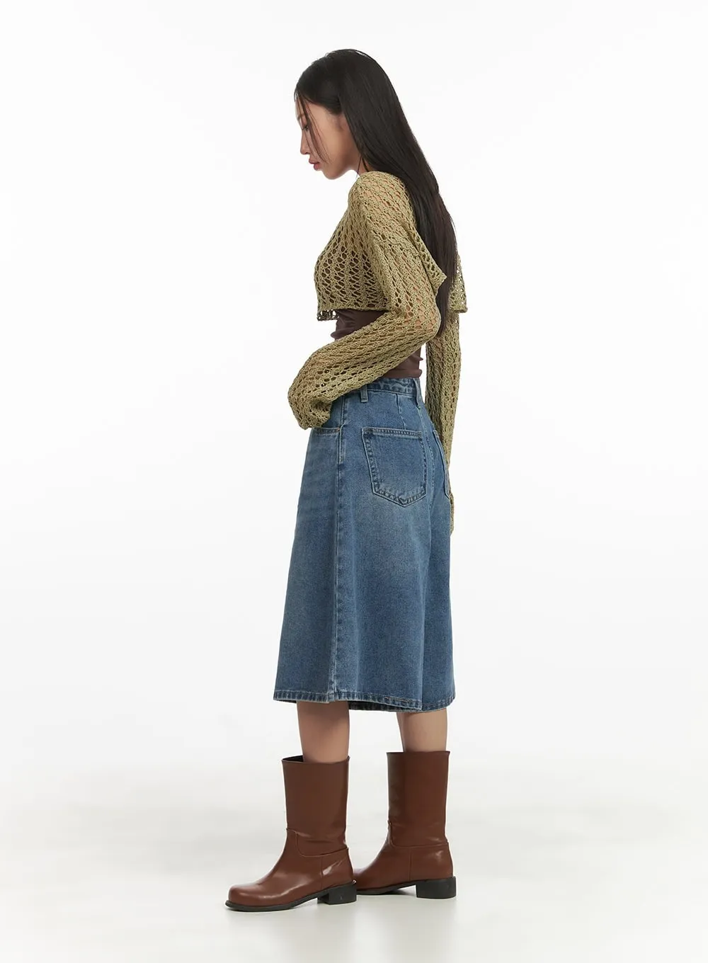 Washed Denim Midi Baggy Jorts CY420