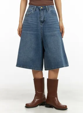 Washed Denim Midi Baggy Jorts CY420