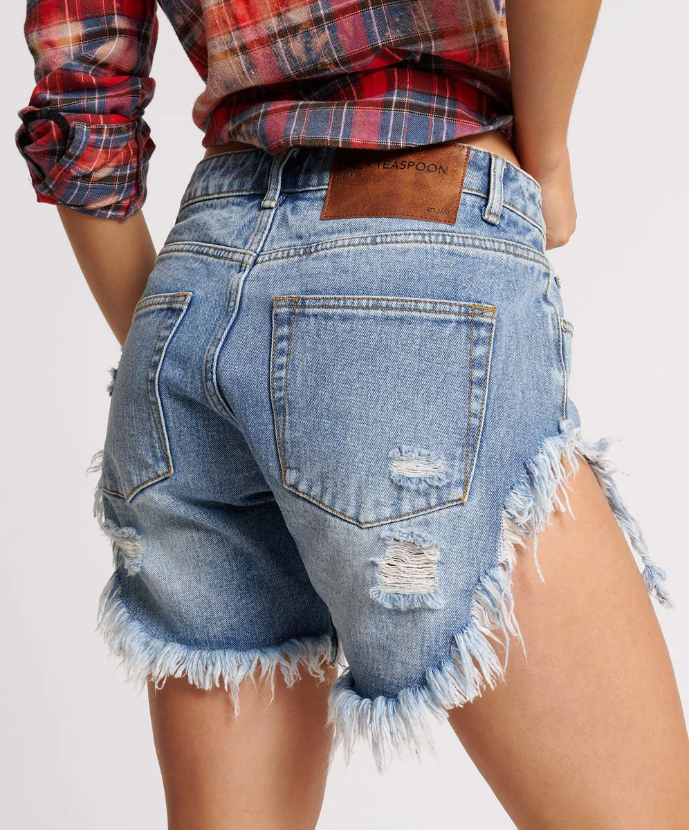 WORN BLUE FRANKIES LONG LENGTH DENIM SHORT