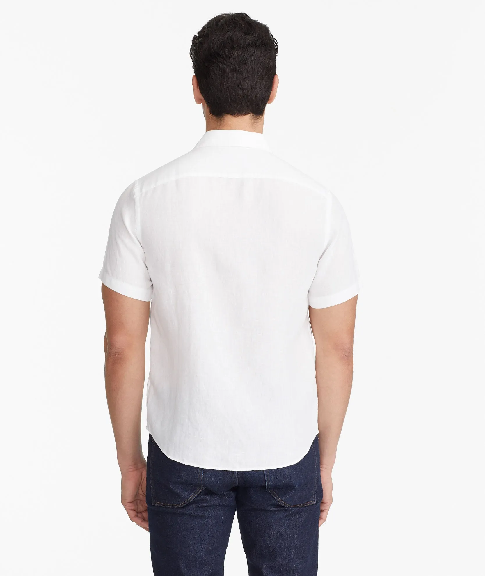 Wrinkle-Resistant Short-Sleeve Linen Calvano Shirt - FINAL SALE